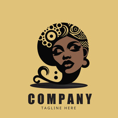 Afro american logo woman beauty illustration