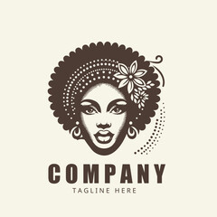 Afro american logo woman beauty illustration