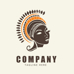 Afro american logo woman beauty illustration