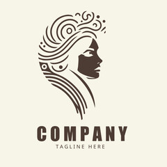 Afro american logo woman beauty illustration