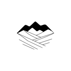 Minimalist Black and White Mountain Landscape Logo Design