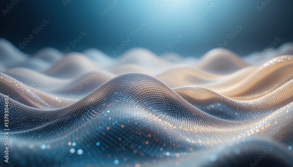 Poster flowing digital waves virtual space 3d render abstract art aerial view modern design concepts for cr