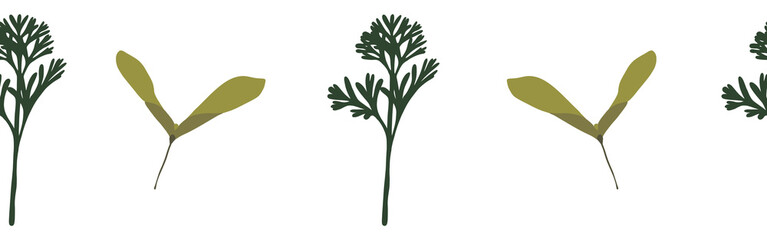Fototapeta premium Leaves border on a white background. Hand-drawn illustration. Perfect for spring and summer.