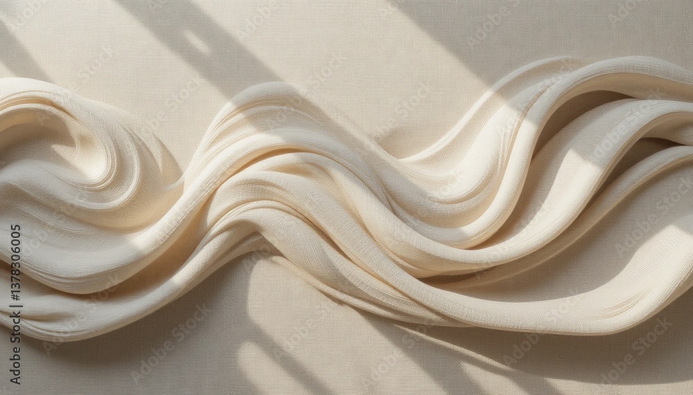 Poster elegant fabric waves in soft tones studio setting textile art minimalist design close-up view contem