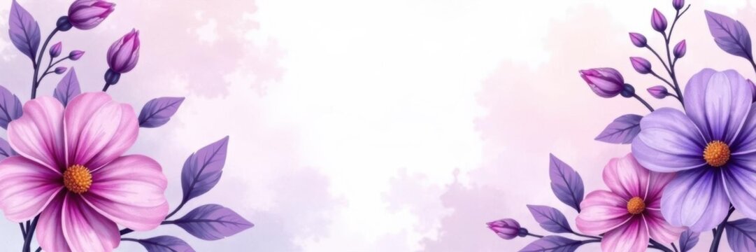 Purple watercolor floral funeral program design Elegant memorial service template , lavender, remembrance