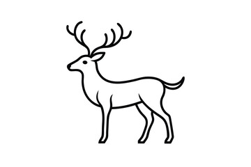 Fototapeta premium Standing Deer on Transparent Background Outlined Style Icon