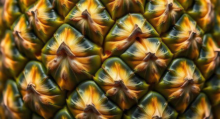 Fototapeta premium Close-up Pineapple Texture, Detailed Fruit Pattern, Tropical Food Background, Exotic Fruit Skin, Macro Photography, Natural Texture, Healthy Eating, Fresh Pineapple
