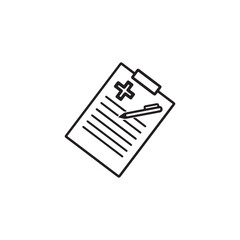  Line art of a medical clipboard with a pen and healthcare form illustration – minimalist vector design for health, medicine, and documentation concepts