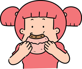 Illustration of girl eating burger
