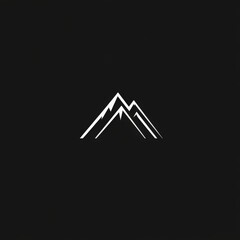 Minimalist mountain range logo with three white peaks on black background, clean geometric silhouette for outdoor adventure branding, hiking club emblem, or nature-inspired design projects.