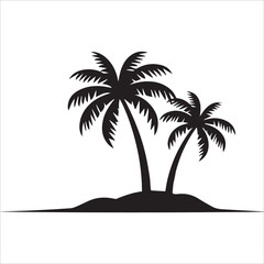 Beach scene with palm trees Vector illustration, beach scenes with palm trees vector logo, 