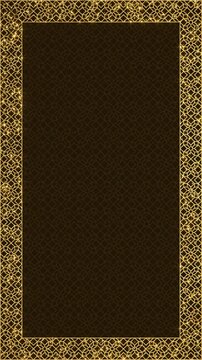 golden floral oriental border frame and pattern  animation, shiny glowing gold stars overlay vertical social media motion design element