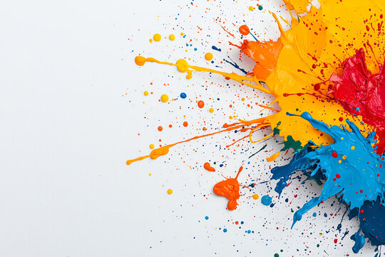 Vibrant paint splats create dynamic background pattern full of energy and color