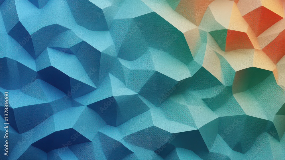 Poster abstract vintage 3d faceted geometric design in gradient paper texture background
