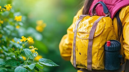 Yellow Backpack in Nature - Hiking and Adventure