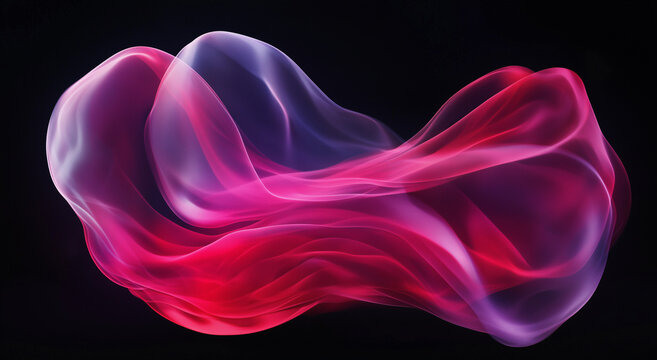 O material rosa transl&uacute;cido forma ondas graciosas, captando a luz lindamente contra um fundo de cores suaves, exibindo uma mistura perfeita de cor e forma