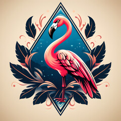 Fototapeta premium pink flamingo on white background,illustration of a flamingo, Logo design illustration of an abstract background