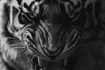 Tiger close-up, fierce tiger,