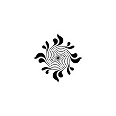Abstract Spiral Pattern with Floral Accents - Minimalist Design