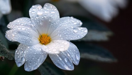 white flower water droplets photography dew drops on petal macro shot close up pure white bloom floral photography nature photography botanical photography high resolution image