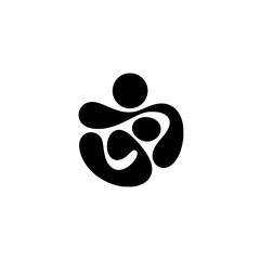 Abstract Family Embrace: Minimalist Black & White Illustration