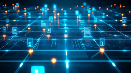 Conceptual representation of interconnected data transfer across digital networks