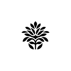 Minimalist Black Floral Logo on White Background