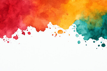 Obraz premium Vibrant paint splats create beautiful background pattern with mix of red, orange, and teal colors