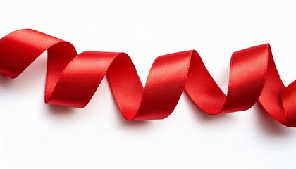 curly red ribbon on a white isolated background generative ai