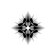 Abstract Geometric Floral Burst Logo Design, Black on White