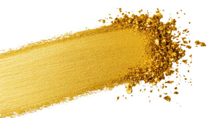 Golden eyeshadow smear, glittering makeup texture, gold glitter, cut out transparent
