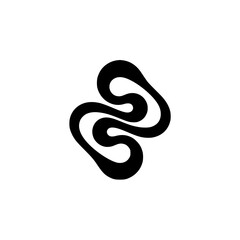 Fototapeta premium Abstract Black S-Shape Logo on Neutral Background