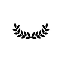 Obraz premium Minimalist Laurel Wreath: Black Silhouette on White Background
