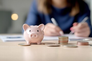 A piggy bank symbolizes the concept of saving. 