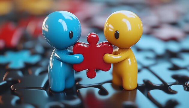 Teamwork, collaboration, puzzle solution