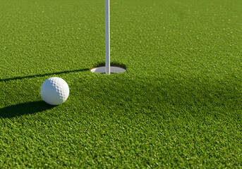 Golf Ball on the Green, Close to the Hole