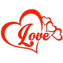 Red Heart with 'Love' Inside Surrounded by Three Smaller Hearts, Greeting Cards and Romantic Occasions.