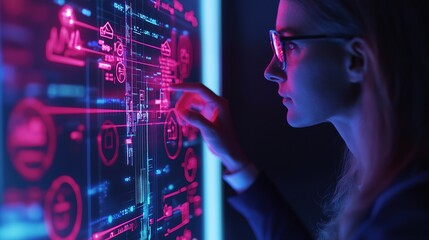 Innovative tech interaction digital workspace screen capture modern office close-up user engagement