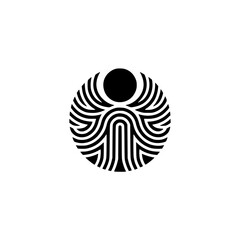 Abstract Human Form: Geometric Black & White Logo Design