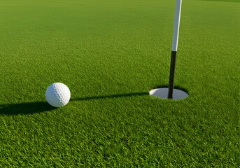 Golf Ball on the Green, Near the Hole