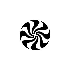 Swirling Black and White Abstract Design on Beige Background