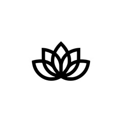 Minimalist Lotus Flower Logo on White Background