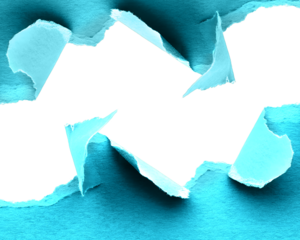 Blue ripped paper torn edges strips isolated on Black background. Teal Ripped Paper with Black Background. 