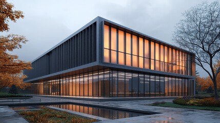 Fototapeta premium Capturing modern architecture urban fall landscapes in gigapixel wide angle photography