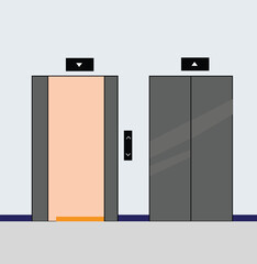 modern elevators.open and closed elevator doors.