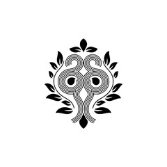 Minimalist Eye-Shaped Organic Vector Design with Leaves