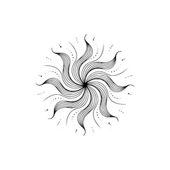 Fototapeta premium Elegant Line Art Sunburst Mandala Design on White Background