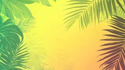 Obraz premium A tropical gradient background blending from bright lime green to sunny yellow, evoking the lively colors of a tropical rainforest.