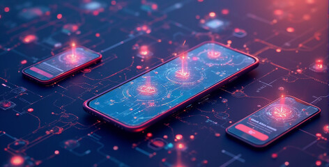 Futuristic Digital Network with Smartphones
