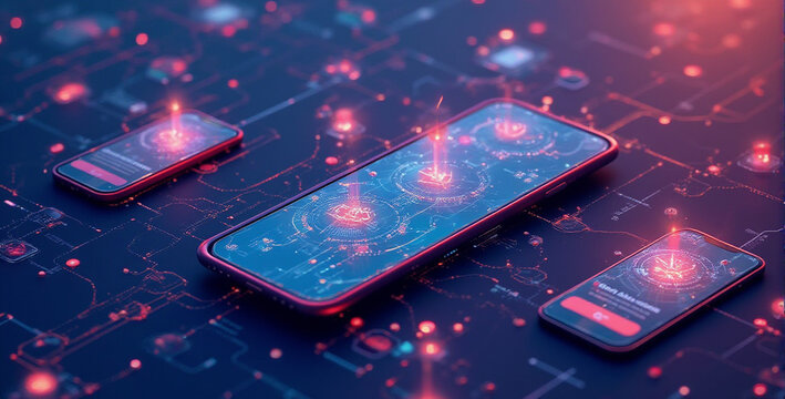 Futuristic Digital Network with Smartphones